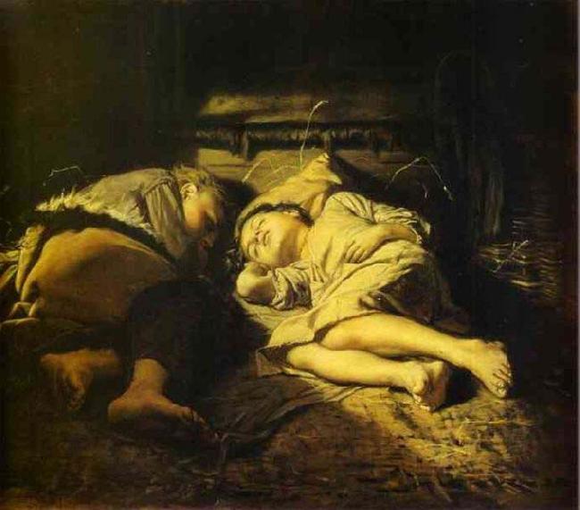 Vasily Perov Sleeping children Germany oil painting art